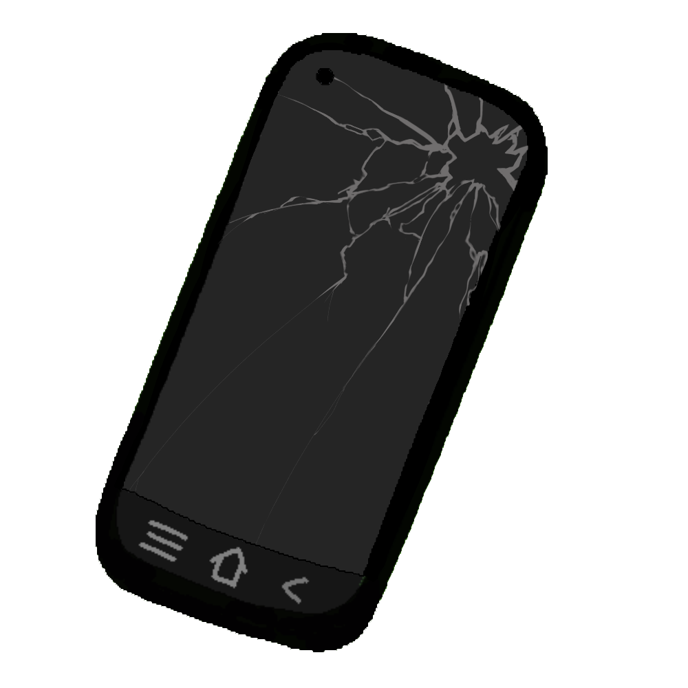 A smart phone with a cracked screen.